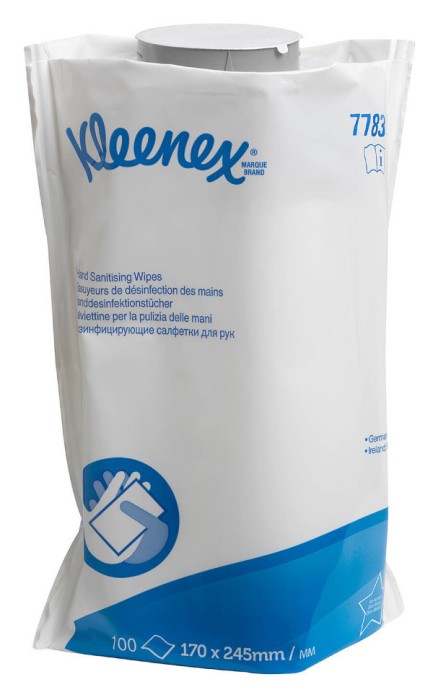 7783 Дезинфицирующие салфетки Kleenex, 6 блоков х 100 л, 22 × 19 см, белые