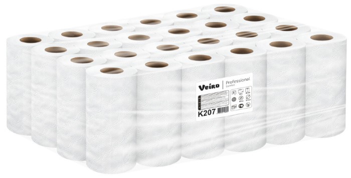 K207/1 Бумажные полотенца в малых рулонах Veiro Professional Comfort, 24 рул. х 12.5 м, двухслойные белые