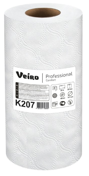 K207/1 Бумажные полотенца в малых рулонах Veiro Professional Comfort, 24 рул. х 12.5 м, двухслойные белые