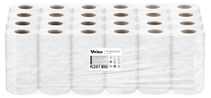 K207/1 Бумажные полотенца в малых рулонах Veiro Professional Comfort, 24 рул. х 12.5 м, двухслойные белые