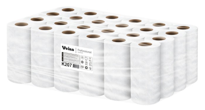 K207/1 Бумажные полотенца в малых рулонах Veiro Professional Comfort, 24 рул. х 12.5 м, двухслойные белые