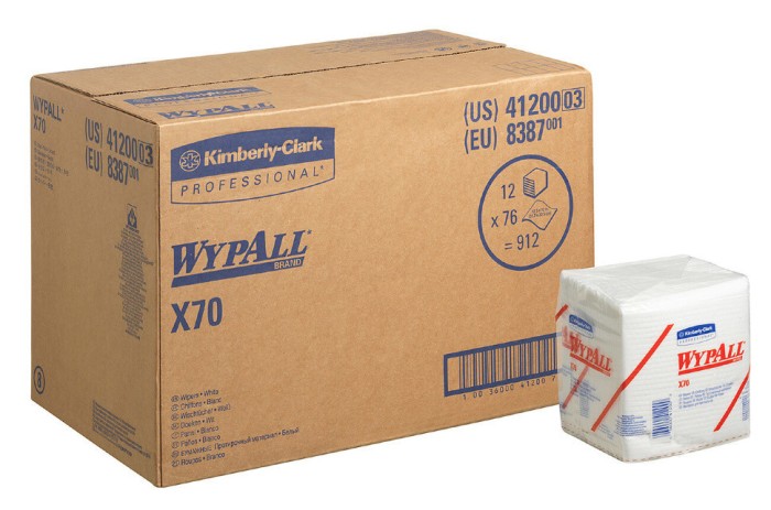 8387 Нетканый протирочный материал WypAll X70, 1 пач. х 76 л, 30.5 × 31.8 см, белый, 71,5 г/м²