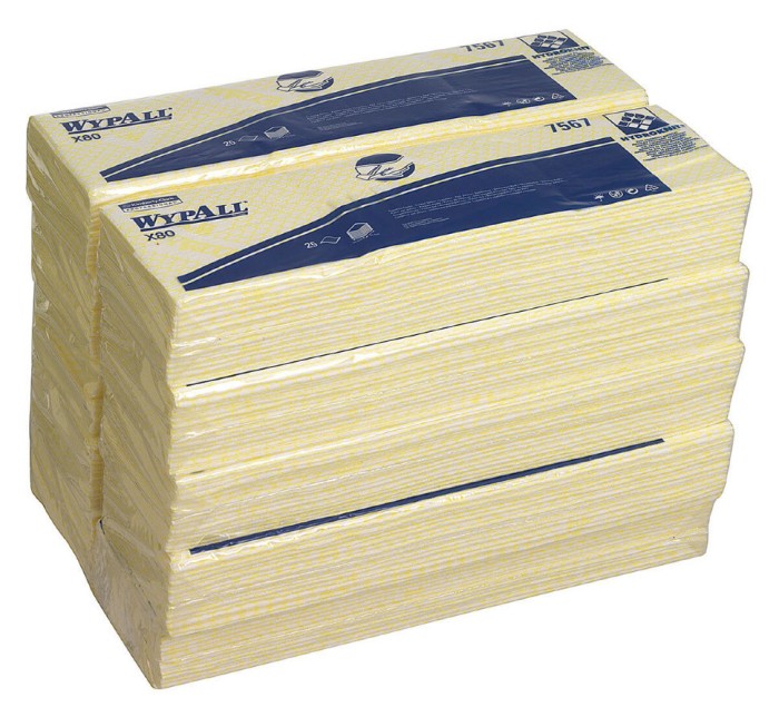 7567 Нетканый протирочный материал WypAll X80, 1 пач. х 25 л, 41 × 33 см, желтый, 129,6 г/м²