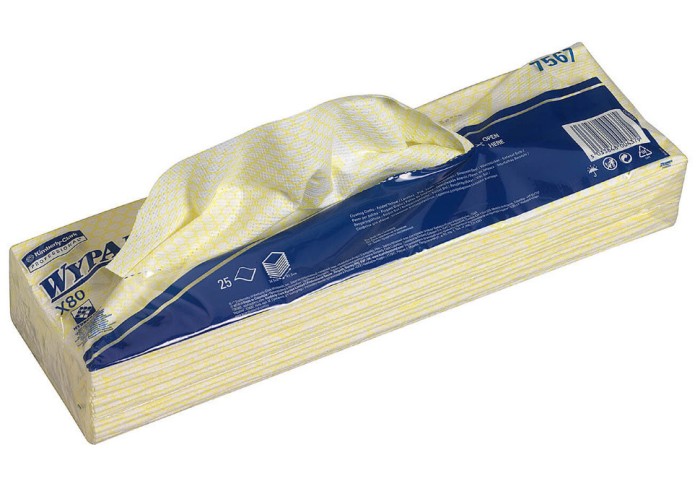 7567 Нетканый протирочный материал WypAll X80, 1 пач. х 25 л, 41 × 33 см, желтый, 129,6 г/м²