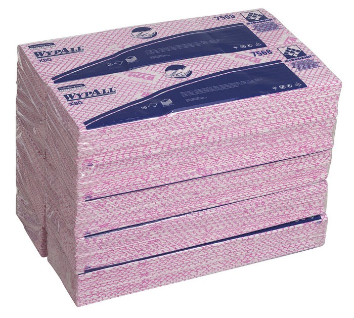 7568 Нетканый протирочный материал WypAll X80, 1 пач. х 25 л, 41 × 33 см, красный, 129,6 г/м²