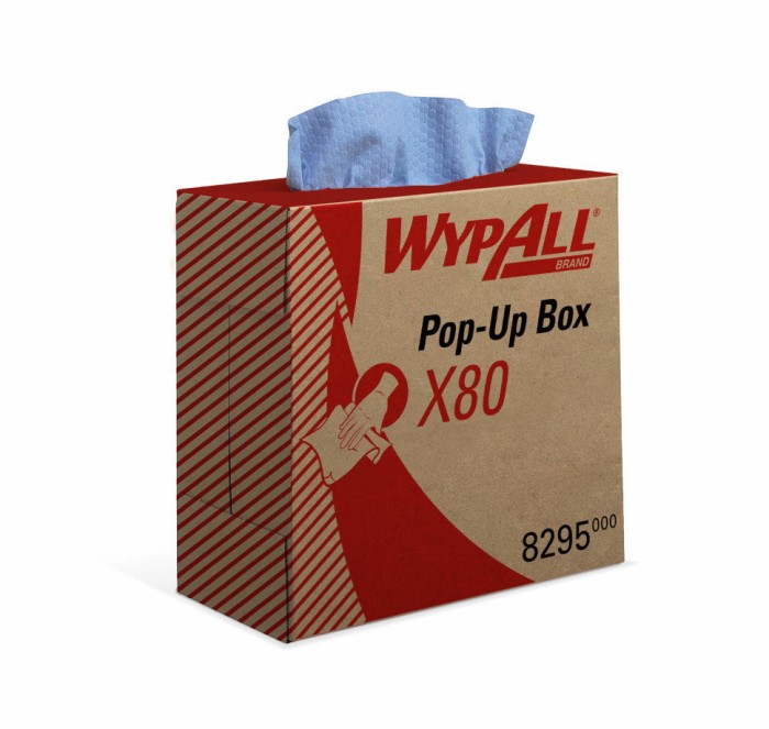 8295 Нетканый протирочный материал WypAll X80, 5 кор. х 80 л, 42.7 × 21.2 см, голубой, 105 г/м²