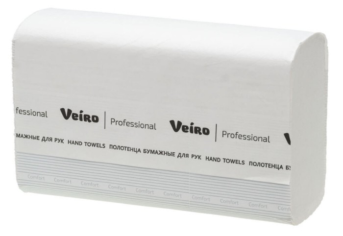 KW208 Бумажные полотенца в пачках Veiro Professional Comfort, 21 пач. х 150 л, 32 × 21.6 см​, двухслойные, белые, 40 г/м²