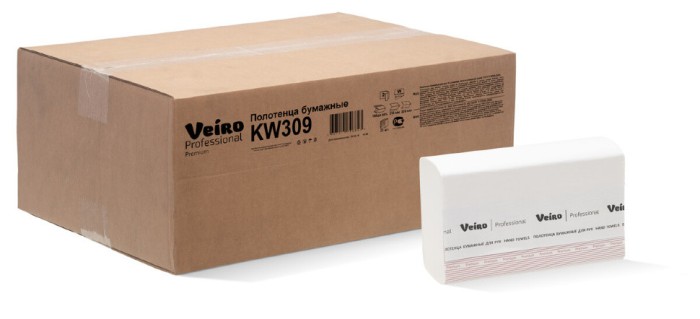 KW309 Бумажные полотенца в пачках Veiro Professional Premium, 21 пач. х 150 л, 32 × 21.6 ​см, двухслойные, 40 г/м²