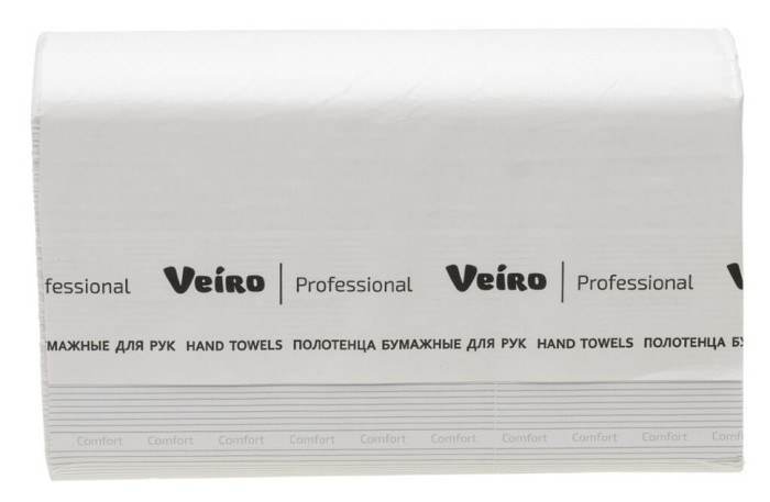 KZ202 Бумажные полотенца в пачках Veiro Professional Comfort, 21 пач. х 200 л, 22.5 × 21.3​ см, двухслойные, белые, 40 г/м²