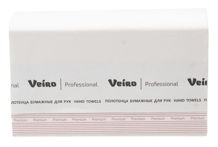 KZ303 Бумажные полотенца в пачках Veiro Professional Premium, 21 пач. х 200 л, 22.5 × 21.3​ см, двухслойные , белые, 40 г/м²