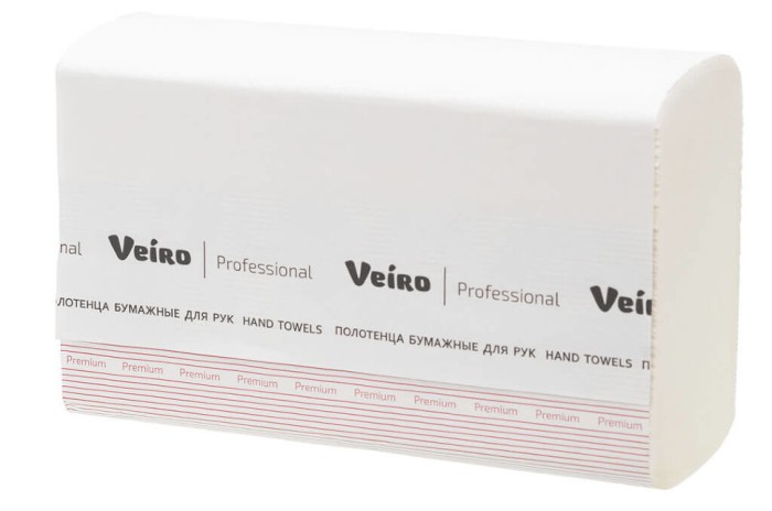 KZ303 Бумажные полотенца в пачках Veiro Professional Premium, 21 пач. х 200 л, 22.5 × 21.3​ см, двухслойные , белые, 40 г/м²