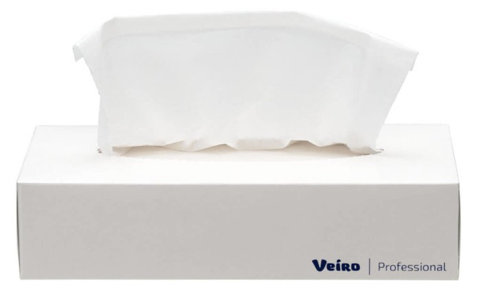 N302 Салфетки косметические для лица Veiro Premium, 35 кор. х 100 л, 20 × 20 см, двухслойные, белые, 30  г/м²