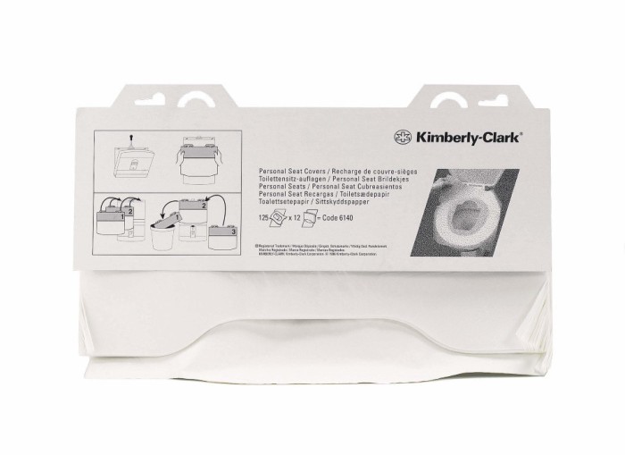 6140 Персональные покрытия на сиденье унитаза Kimberly-Clark Professional, 12 пач. х 125 л, однослойные, белые, 14,65 г/м²