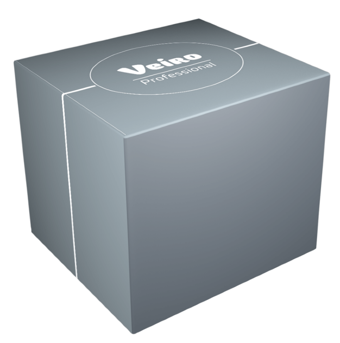 N303 Салфетки косметические для лица Veiro Premium в кубе, 30 кор. х 80 л, двухслойные, белые, 30 г/м²