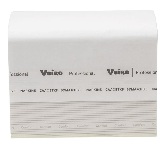 NV211 Салфетки бумажные обеденные Veiro Professional Comfort, 15 пач. х 220 л, 21 × 16.2 см, двухслойные, белые, 34 г/м²
