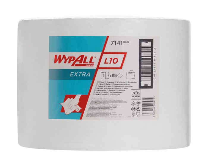 7141 Протирочная бумага WypAll L10, 1 рул. х 150 л, 38 × 23.5 см, однослойная белая, 23,5 г/м²