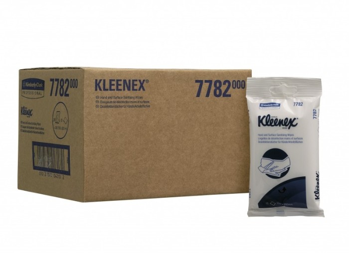 7782 Дезинфицирующие салфетки Kleenex в пачках, 24 пачки х 15 л, 20 × 15.2 см, белые