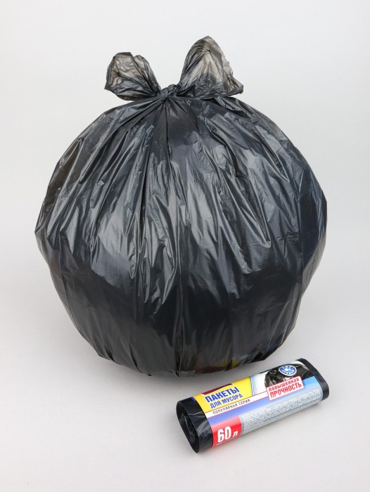 0229 Пакеты Avikomp для мусора повышенной прочности Popular, ПНД, 60 л, 20 шт/рул., черные