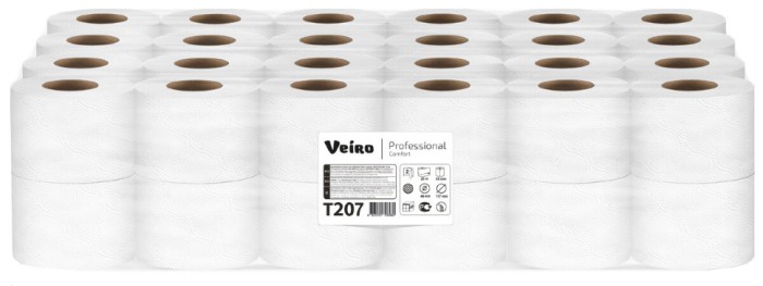 T207 Туалетная бумага в стандартных рулонах Veiro Professional Comfort, 48 рул. х 25 м,  двухслойная, белая, 34 г/м²