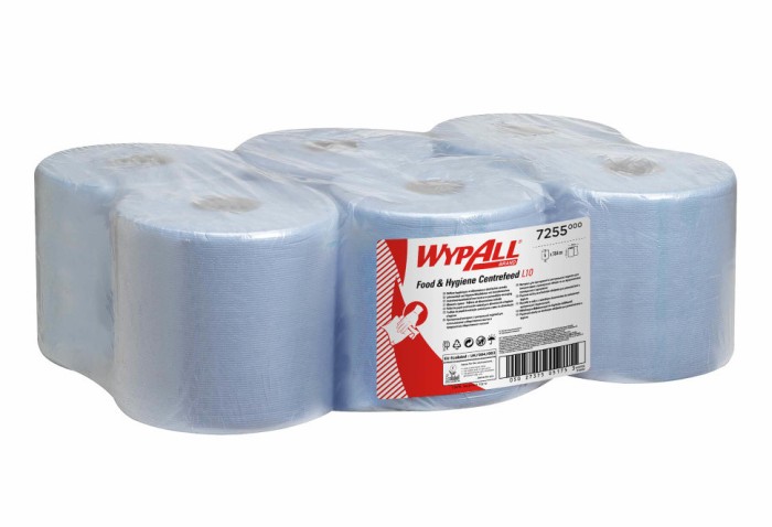7200 Протирочная бумага WypAll L10, 1 рул. х 1000 л, 38 × 239.5 см, однослойная голубая