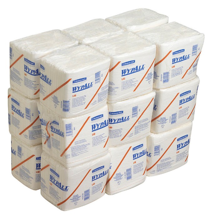 7471 Протирочная бумага WypAll L40, 18 пач. х 56 л, 30.4 × 31.7 см, однослойная белая, 82 г/м²