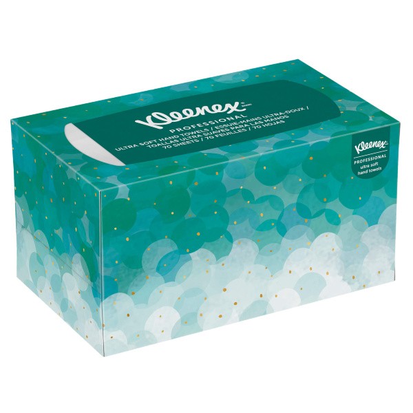 1703 Бумажные полотенца Kleenex Ultra Soft Pop-Up, 1 пач. х 70 л, 26 × 22.6 см, двухслойные, белые, 61.85 г/м²