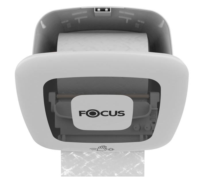 8077061 Сенсорный диспенсер Focus для бумажных полотенец, работающий от батареек, белый (8093485/8093481)