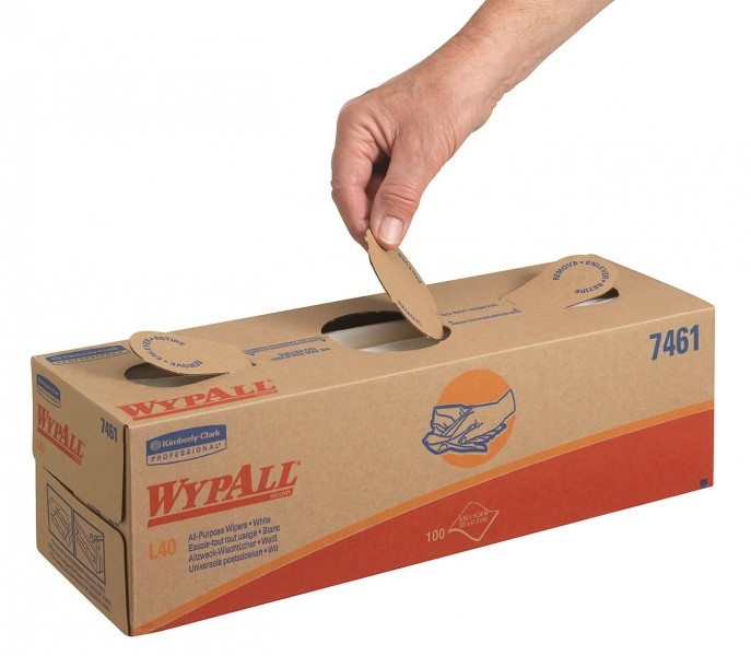 7461 Протирочная бумага WypAll L40, 1 пач. х 100 л, 25 × 41.5 см, однослойная белая, 57 г/м²