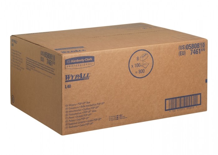 7461 Протирочная бумага WypAll L40, 1 пач. х 100 л, 25 × 41.5 см, однослойная белая, 57 г/м²