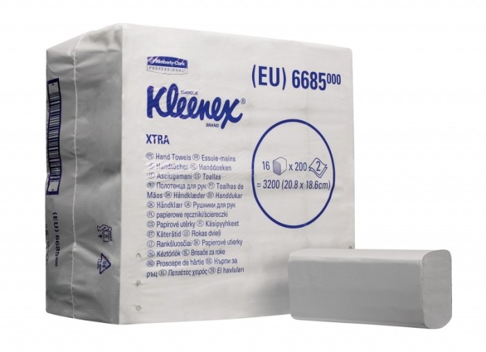 6685 Бумажные полотенца Kleenex Xtra, 16 пач. х 200 л, двухслойные, белые, 38.5 г/м²