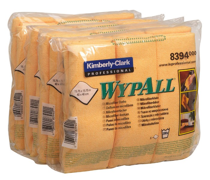 8394 Протирочный материал из микрофибры WypAll Microfibre Cloth, 40 × 40 см, желтый, 290 г/м², 1 шт