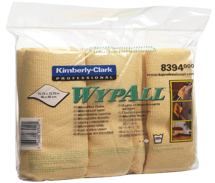 8394 Протирочный материал из микрофибры WypAll Microfibre Cloth, 40 × 40 см, желтый, 290 г/м², 1 шт