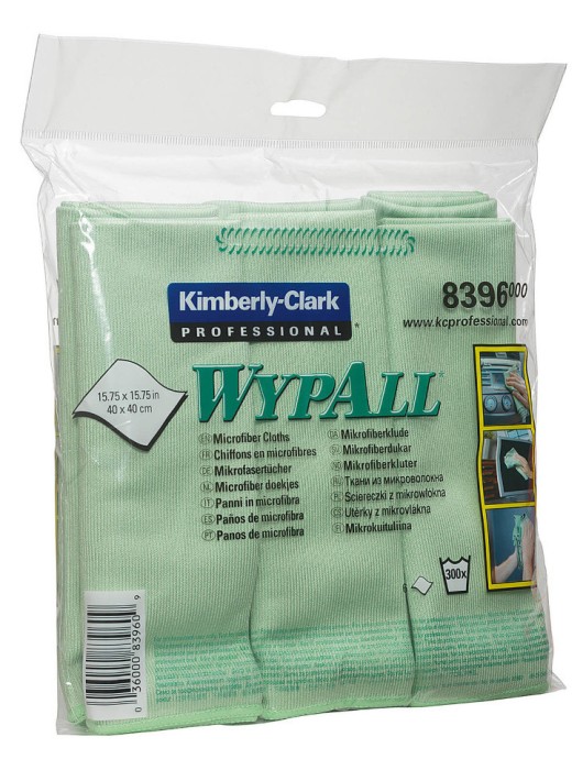 8396 Протирочный материал из микрофибры WypAll Microfibre Cloth, 40 × 40 см, зеленый, 290 г/м², 1 шт