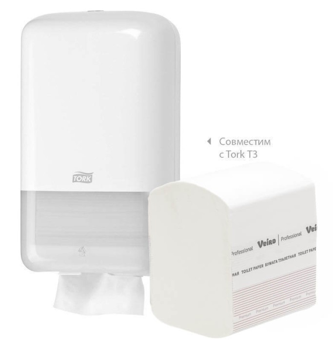 TV302 Туалетная бумага в пачках Veiro Professional Premium, 30 пач. х 250 л, 21 × 10.8 см, двухслойная, белая, 33 г/м²