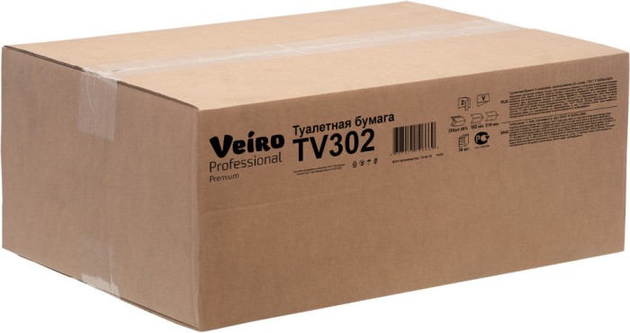 TV302 Туалетная бумага в пачках Veiro Professional Premium, 30 пач. х 250 л, 21 × 10.8 см, двухслойная, белая, 33 г/м²