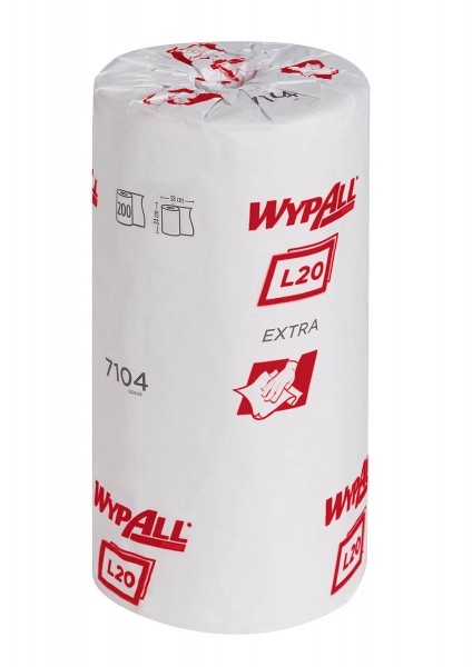 7104 Протирочная бумага WypAll L10 Extra, 12 рул. х 200 л, 38 × 24 см, однослойная белая, 23 г/м²