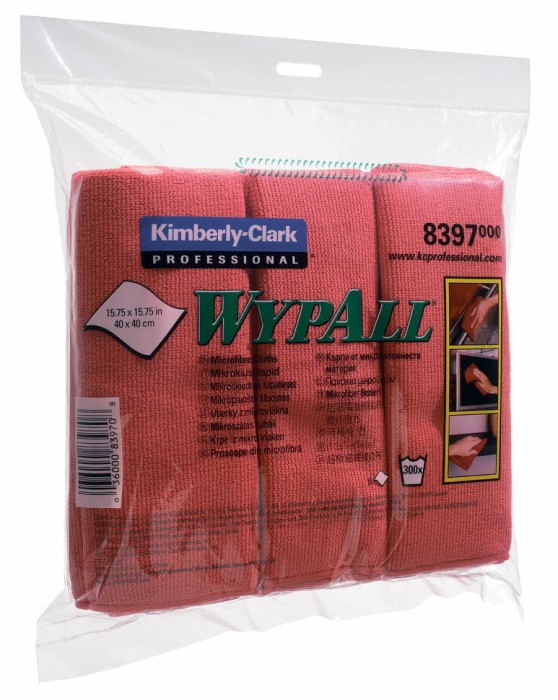 8397 Протирочный материал из микрофибры WypAll Microfibre Cloth, 40 × 40 см, красный, 290 г/м², 1 шт