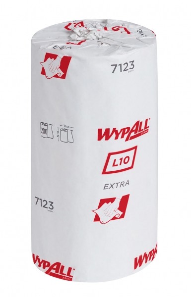 7123 Протирочная бумага WypAll L10 Extra, 12 рул. х 200 л, 38 × 24 см, однослойная голобая, 23 г/м²