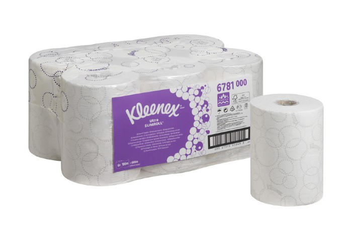 6781 Бумажные полотенца Kleenex Ultra Slimroll, 6 рул. x 100 м, , двухслойные, белые, 40 г/м²