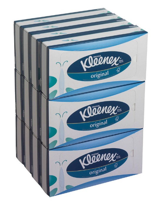 8824 Салфетки косметические для лица Kleenex, 12 кор. х 72 л, 20 × 20 см, трехслойные, белые, 13,6 г/м²