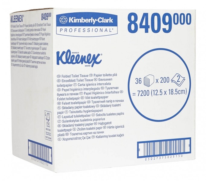 8409 Туалетная бумага Kleenex Ultra, 36 пач. х 200 л, 18.6 × 12.5 см, двухслойная, белая, 34 г/м²