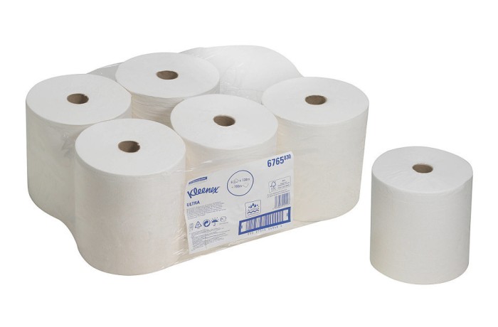 6765 Бумажные полотенца Kleenex Ultra, 6 рул. x 130 м, двухслойные, белые, 39 г/м²