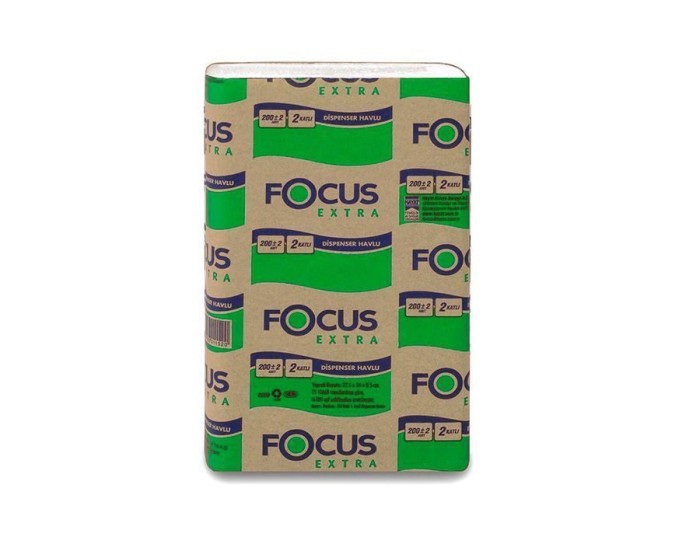 5069955 Бумажные полотенца FOCUS EXTRA Z-Сложения, 20 пач. х 200 л, 24 × 22 см, двухслойные, белые (5048672)