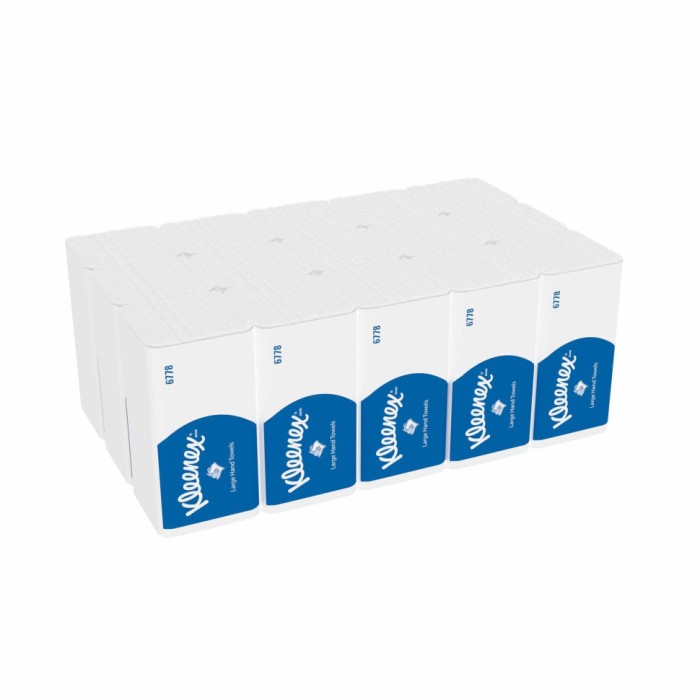 6778 Бумажные полотенца Kleenex, 15 пач. х 124 л, 31.8 × 21.5 см, двухслойные, белые, 38.5 г/м²