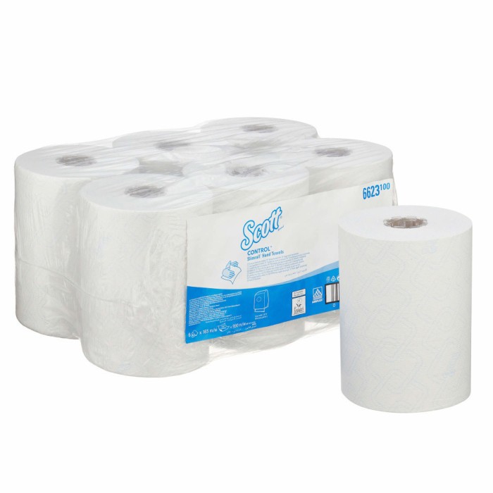 6623 Бумажные полотенца Scott Control Slimroll, 6 рул. x 165 м, , однослойные, белые