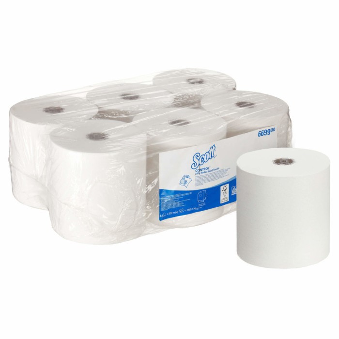 6699 Бумажные полотенца Scott Control, 6 рул. x 200 м, двухслойные, белые, 32 г/м²