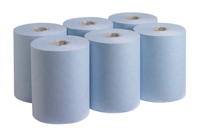 6696 Бумажные полотенца Scott Essential Slimroll, 6 рул. x 190 м, однослойные, голубые, 25 г/м²