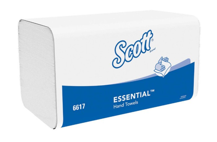 6617 Бумажные полотенца Scott Essential, 15 пач. х 340 л, 21 × 20 см, однослойные, белые