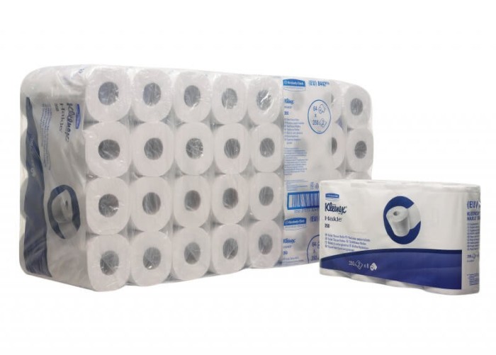 8442 Туалетная бумага Kleenex 350, 64 рул. х 42 м, 12 × 9.5 см, двухслойная, белая, 32 г/м²