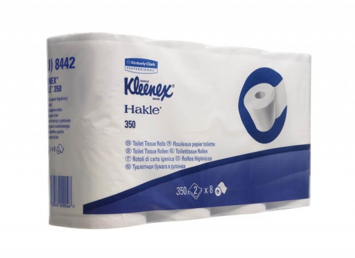 8442 Туалетная бумага Kleenex 350, 64 рул. х 42 м, 12 × 9.5 см, двухслойная, белая, 32 г/м²